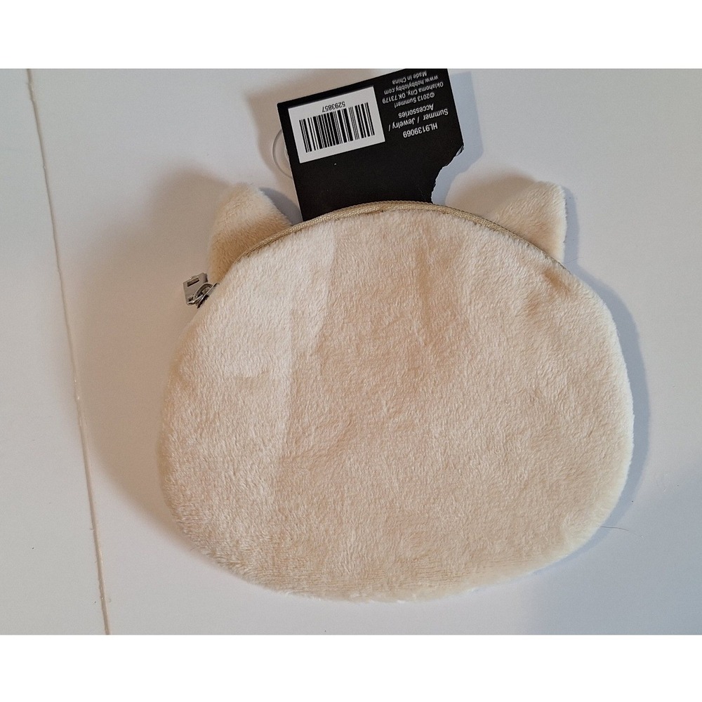 Summer! Cat with Glasses Plush Coin Pouch Novelty Zipper Purse HL9139069 New - Picture 3 of 4